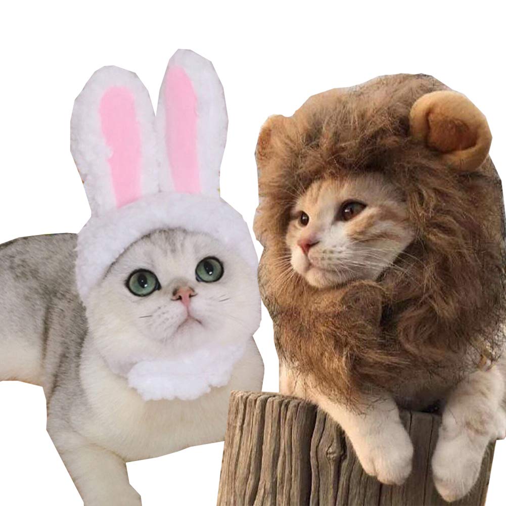 Lion & Bunny Pet Costume Hats – 2-Pack