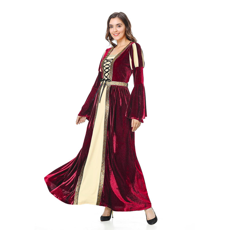 Renaissance Princess Halloween Dress Up Costume(LWine red)