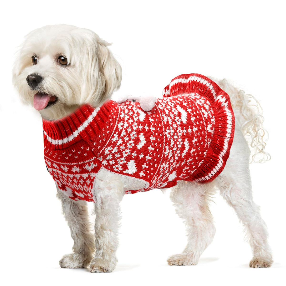Christmas Dog Sweater Dress – Red, Large