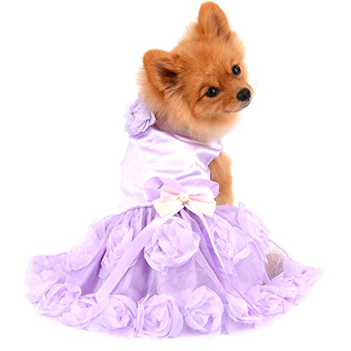 PAIDEFUL Pet Dress for Small Dog Girls Luxury Purple Size L