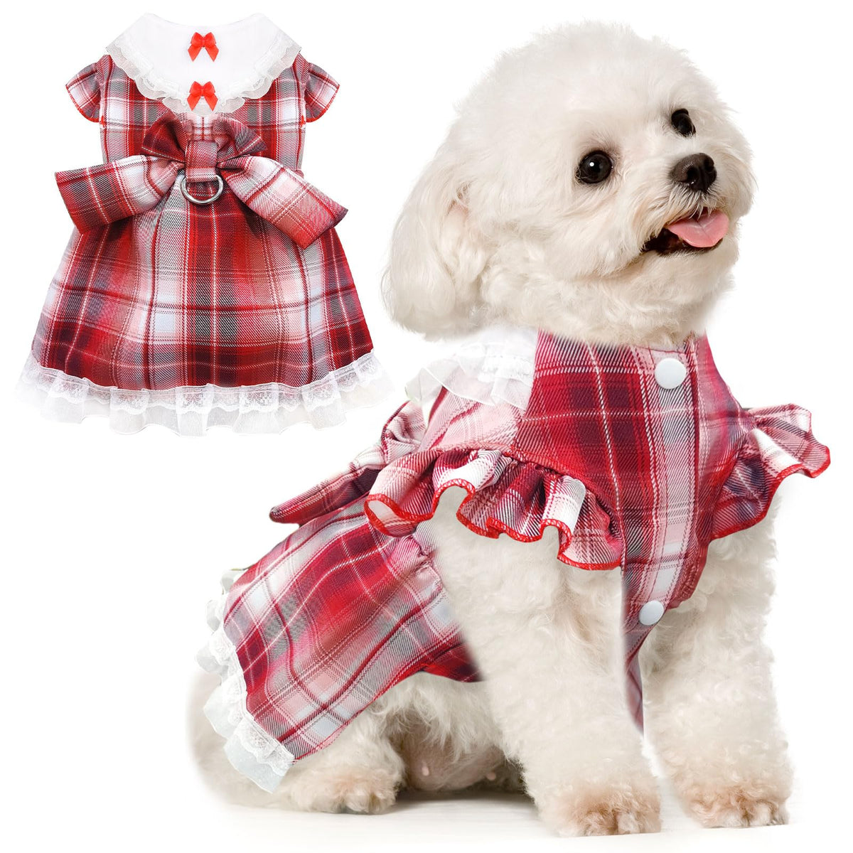 Red Plaid Dog Dress – X-Small