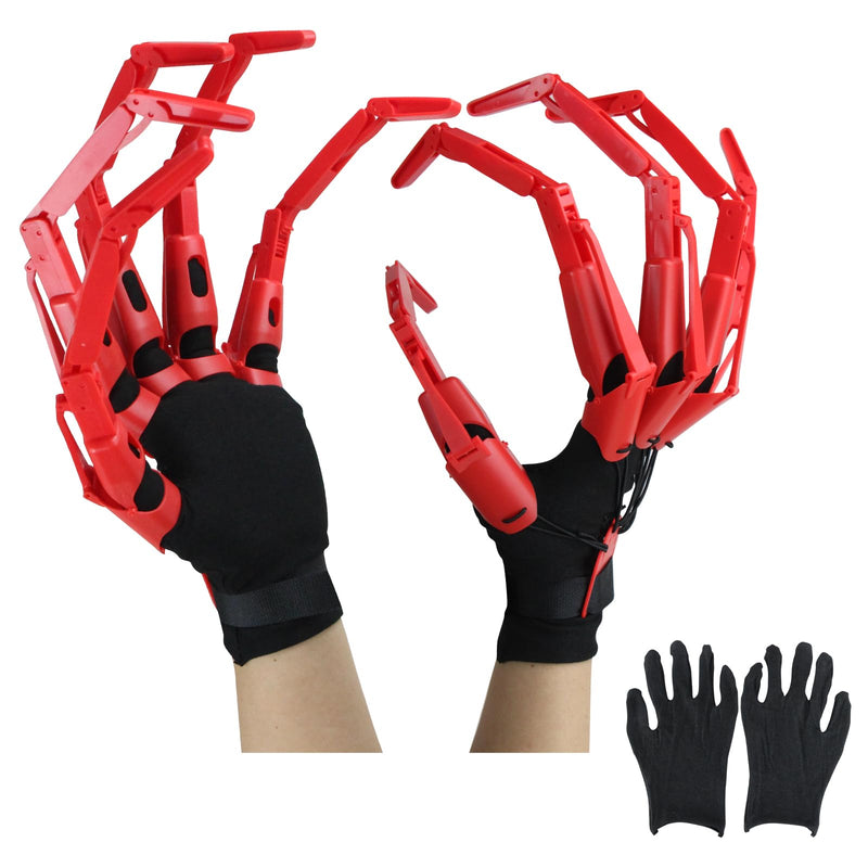 Halloween Articulated Fingers with Protective Gloves Articulated Finger Extensions Finger Claw with Protective Gloves Scary and Flexible Skeleton Claws Gloves Halloween Props for Any Costume Red