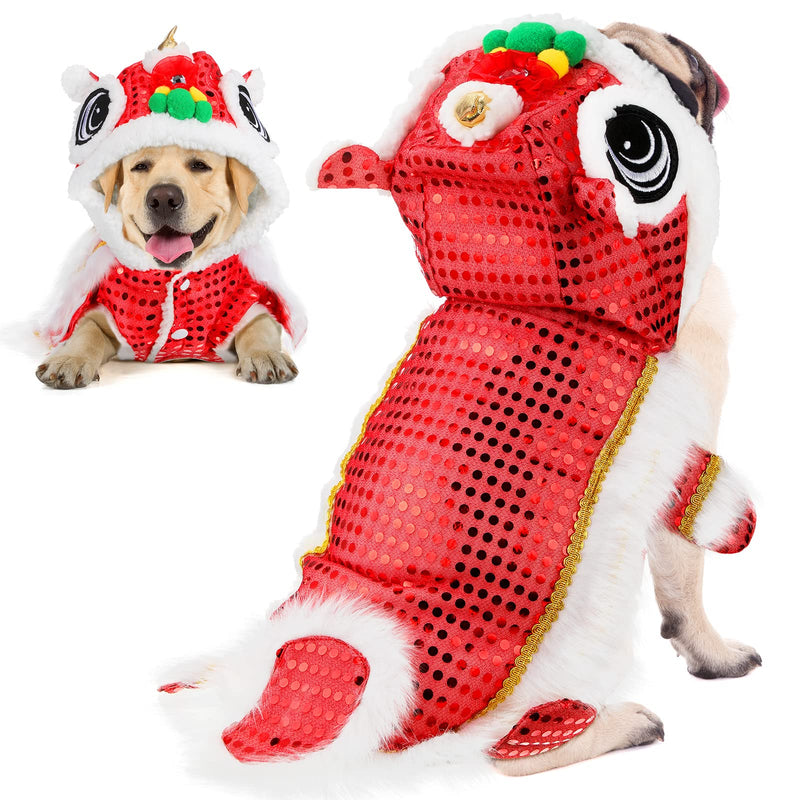 Lion Dance Dog Costume – Red, XXL