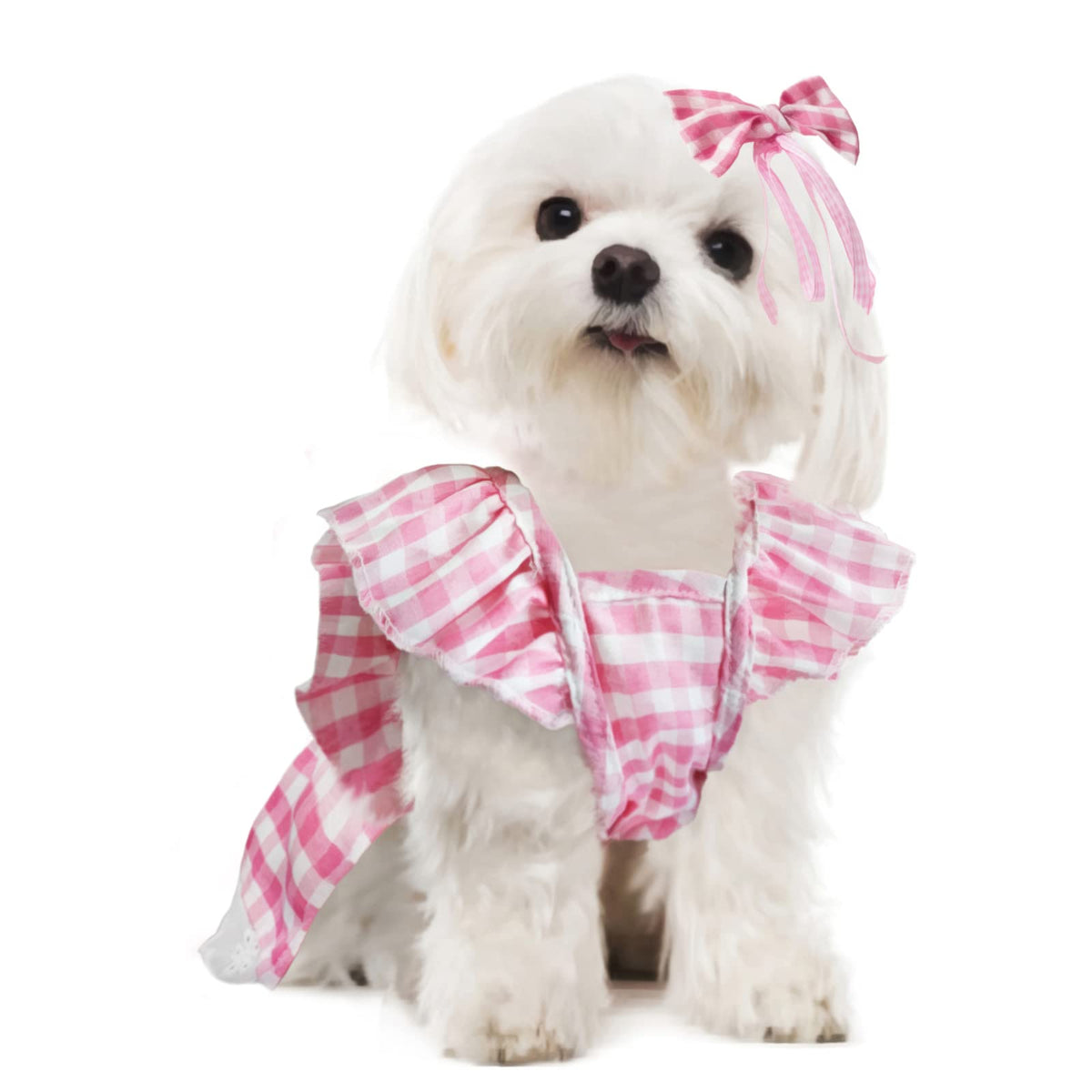 Pink Plaid Dog Sundress – Medium (8–12 lb)
