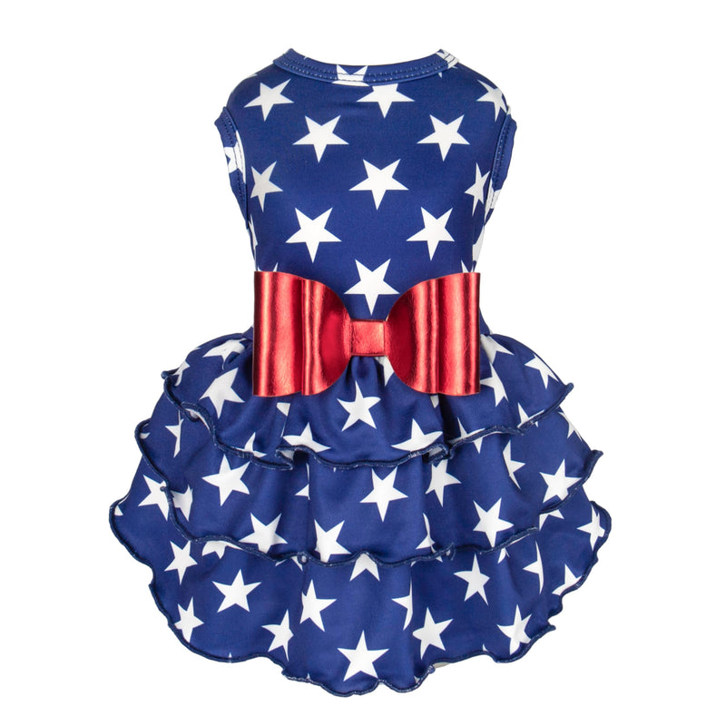 Fitwarm Star Tiered Ruffle Dog Dress 4th of July Dog Clothes  Small