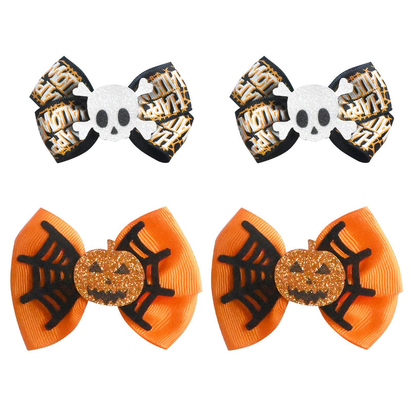 Spider & Witch Hat Hair Bows – Black/Purple, 2-Pack