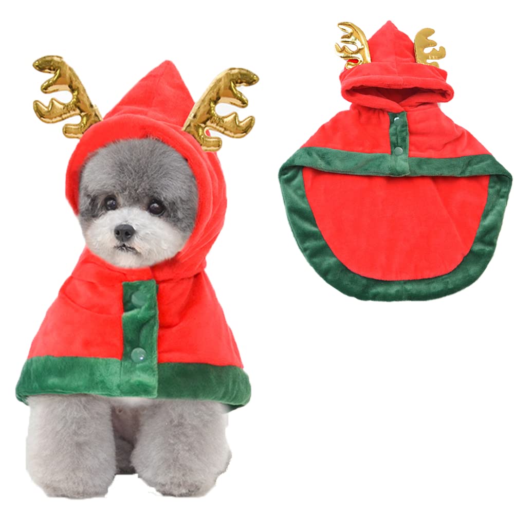 Antler Christmas Pet Cloak – Red, Medium