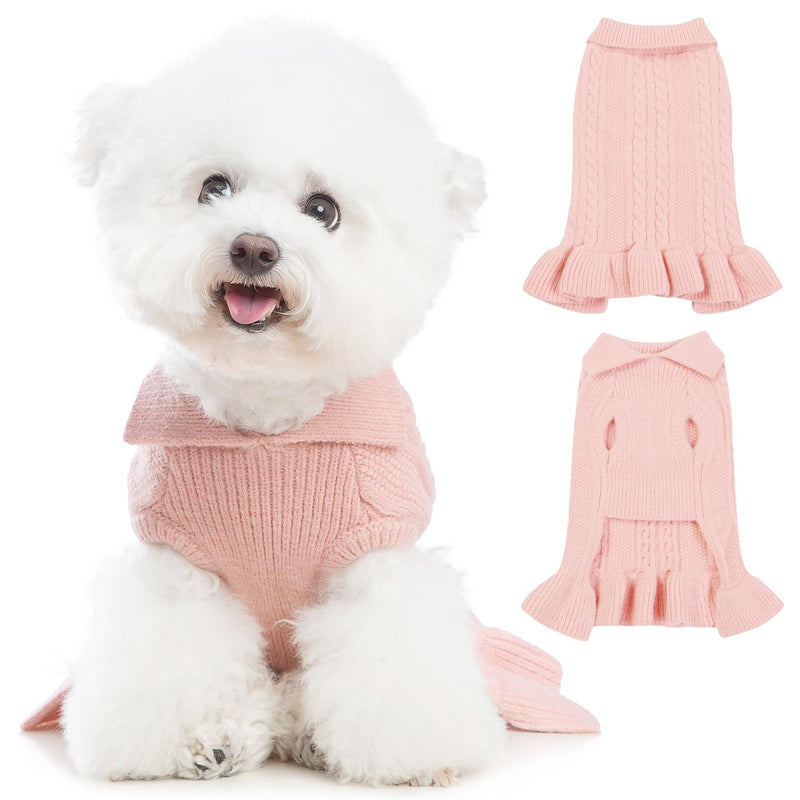 Poifzew Winter Soft Breathable Dog Sweater  Pink XL