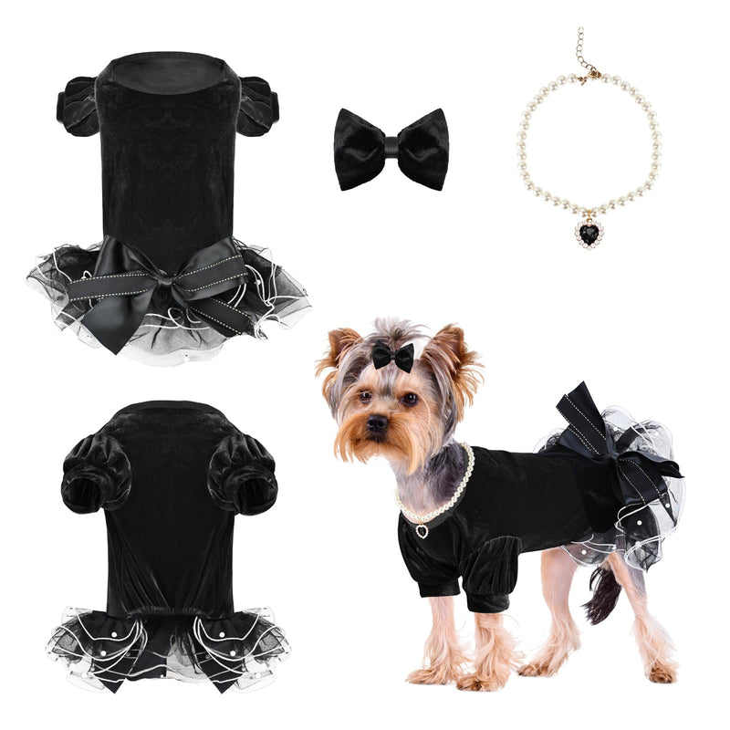 Dog Red Dress Puppy Christmas Velvet (BlackM)