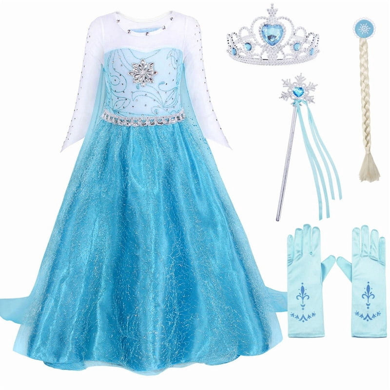 Jurebecia Snow Queen / Elsa Princess Dress with Cape and Accessories